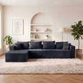 ULTIONE BIG Modular Wide-wale Corduroy Sectional Compression Sofa with Right Chaise Frameless Foam L-Shaped Couch for Living Room