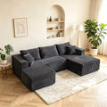 ULTIONE U-Shaped  Wide-wale Corduroy Modular Sectional Compression Sofa with Left Chaises