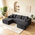 ULTIONE U-Shaped Wide-wale Corduroy Modular Sectional Compression Sofa with Right Chaises
